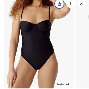 J. Crew Black Heritage balconette underwire one-piece swimsuit